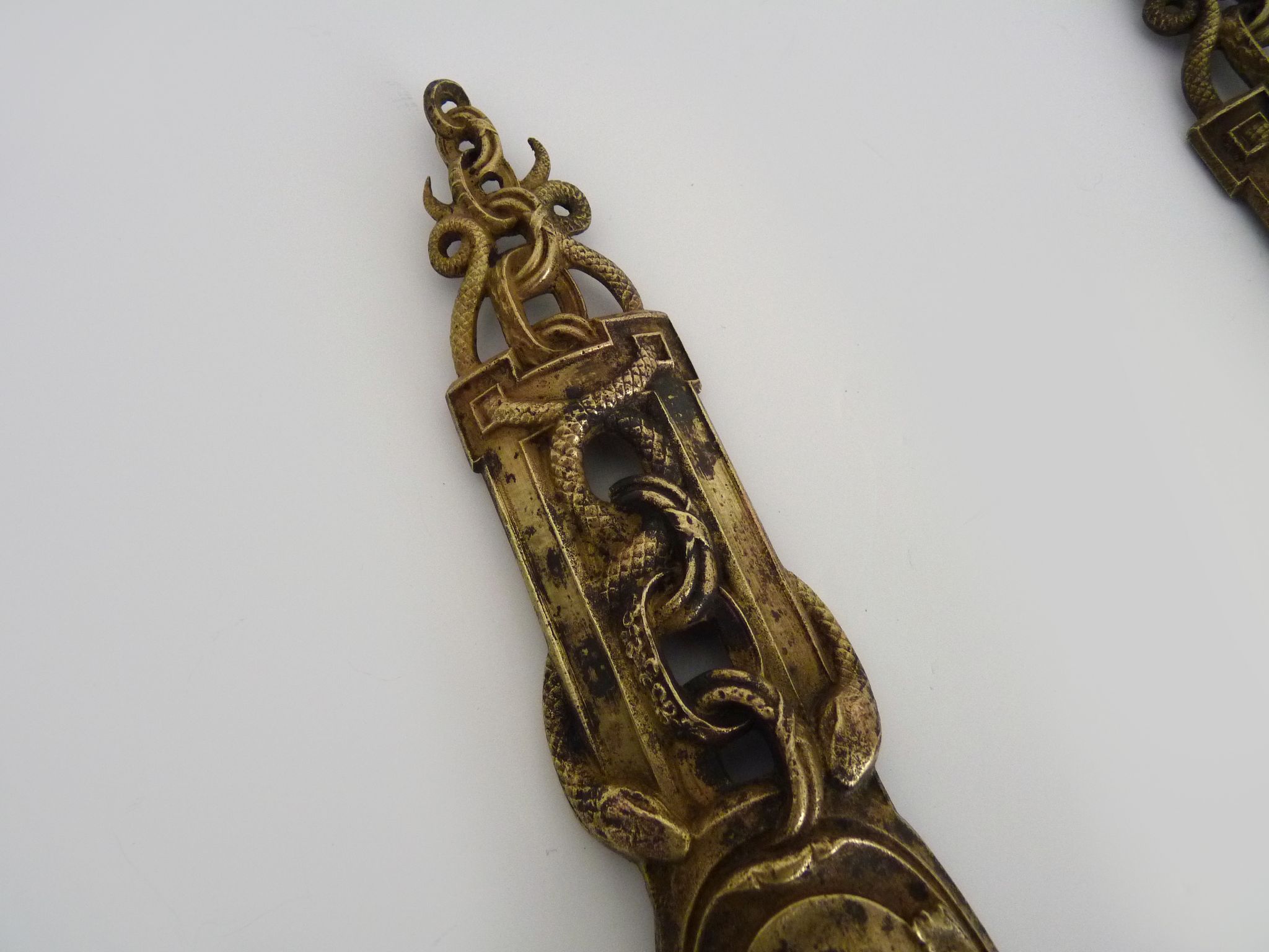 Paire de devanture de pharmacie, médecin, caducées médecine bronze. Début XXème