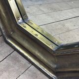 Vintage 1960s octagonal brass and pewter mirror