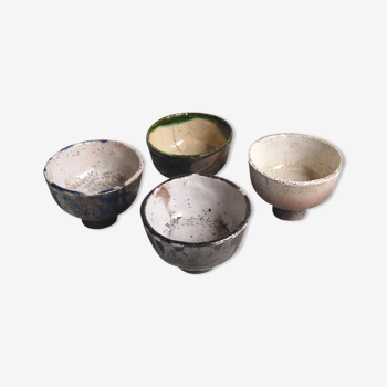 Set of 4 Raku ceramic bowls