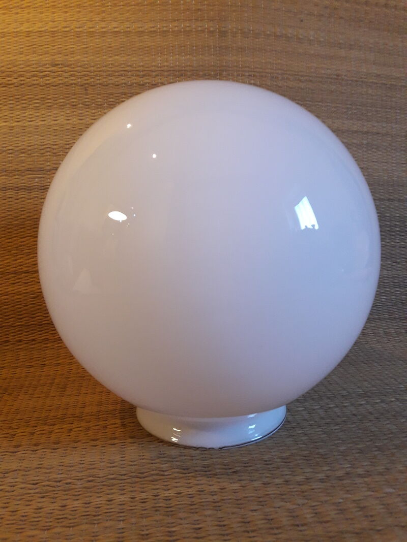 Globe 20cm en verre blanc ancien pour lampe suspension