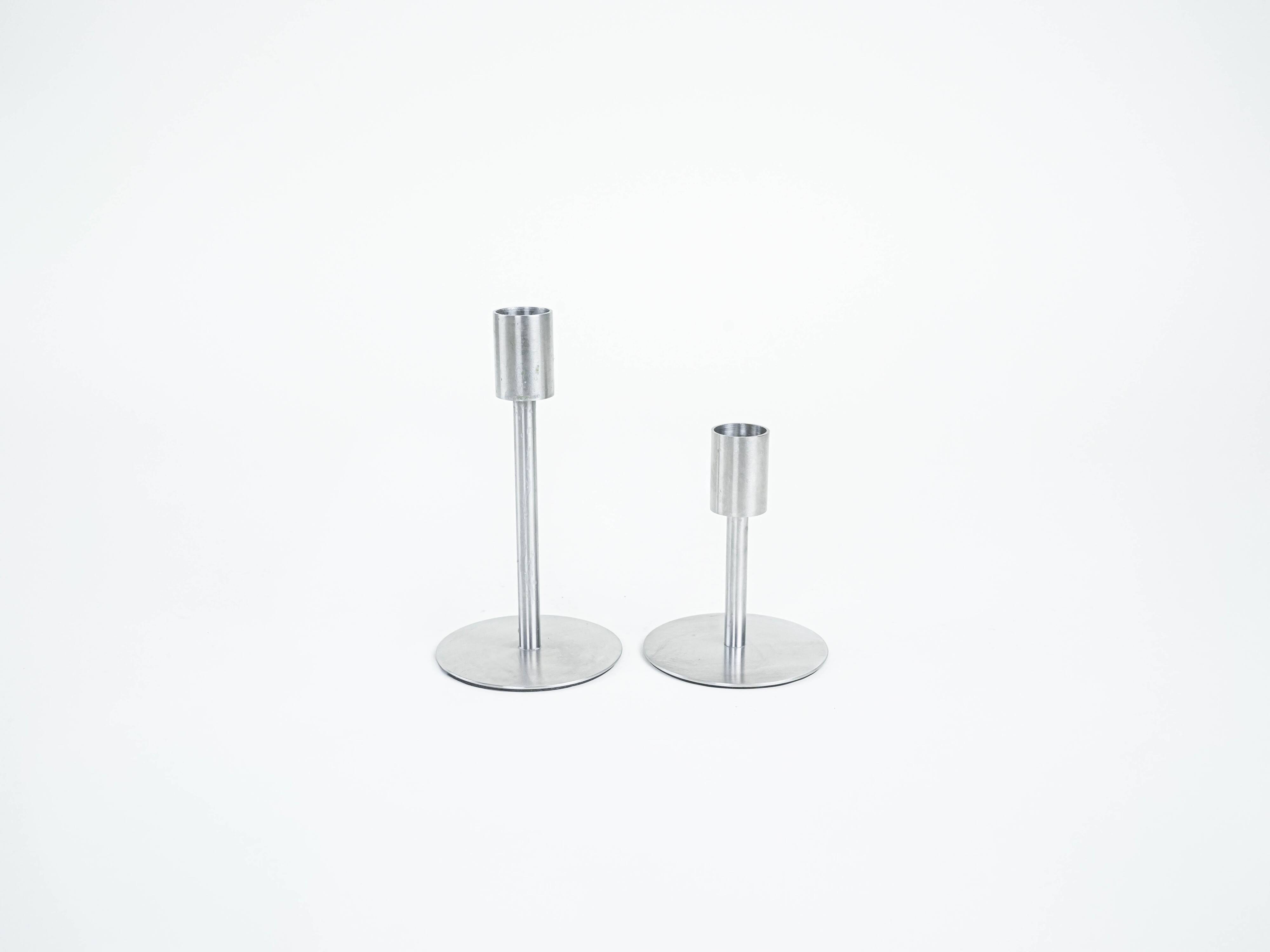 Ensemble de candélabres en métal, design danois, années 1970, fabriqué au Danemark.