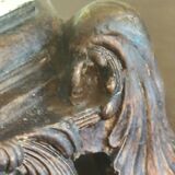 Large pagoda lamp painted with floral patterns and metal shade.