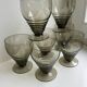 7 verres à vin art déco en verre fumé années 30-40