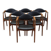 Ensemble de six chaises en teck, design danois, années 1970, fabrication : Farstrup Møbler