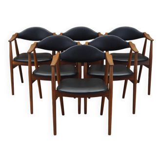 Ensemble de six chaises en teck, design danois, années 1970, fabrication : Farstrup Møbler