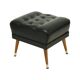 Vintage Black Pouf Conical Legs Chesterfield Style Skai