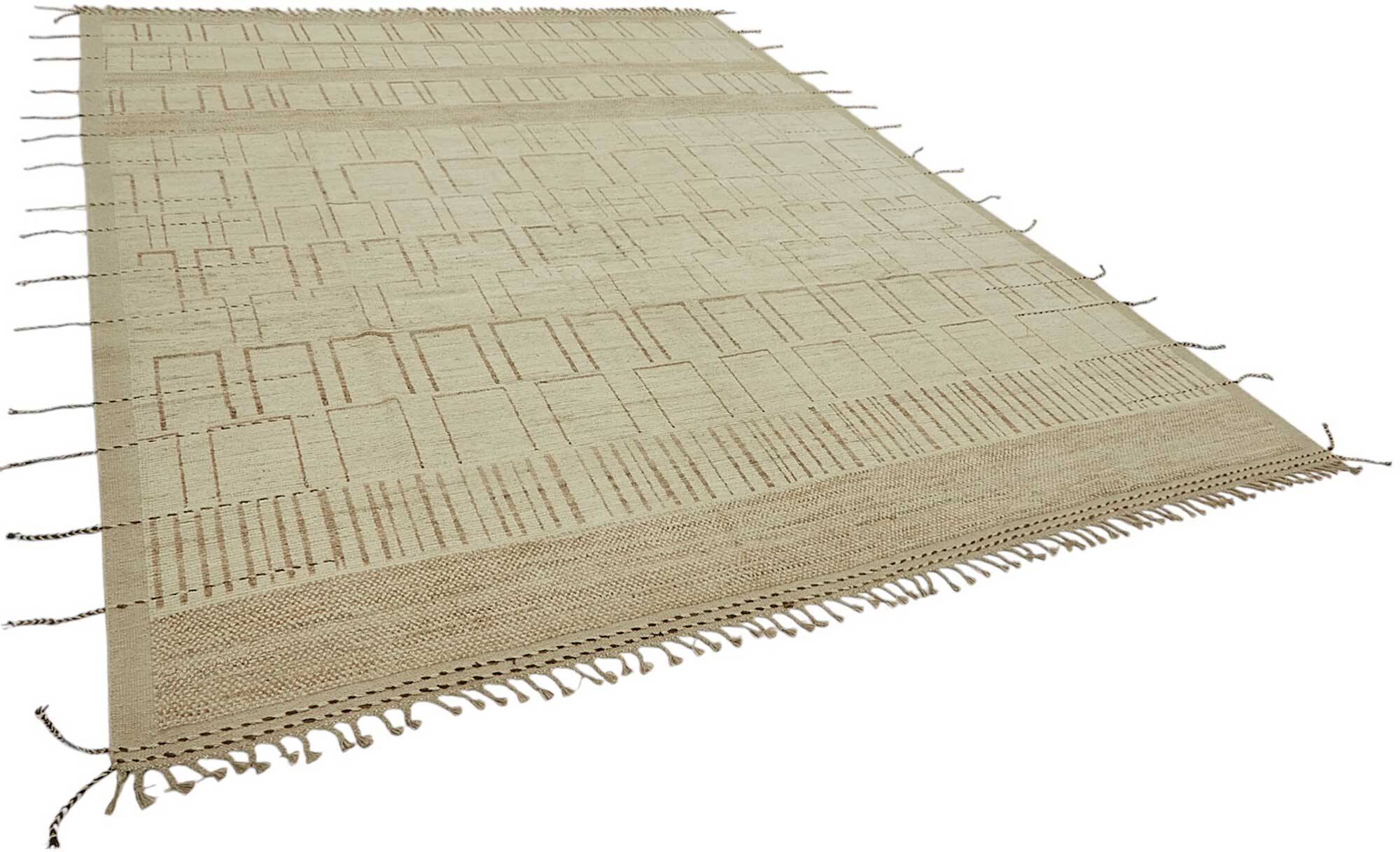 Hand-Knotted Turkish Contemporary 277 cm x 373 cm Beige Wool Carpet