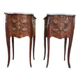 Pair of Louis XV/Transition style bedside tables in marquetry