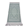 Tapis berbère fait à la main en pure laine blanc et vert 65 x 122 cm