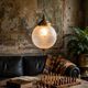 Vintage frosted glass and gold metal suspension globe, 1960s-1970s.