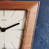 Vintage formica clock silent wall clock trapeze "Hermle gilded black wood"