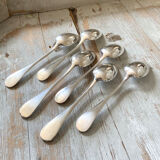 Series of 6 large silver metal spoons