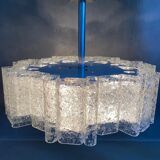 Glass chandelier by Doria Leuchten 1960s mid century lamp, vintage interior.