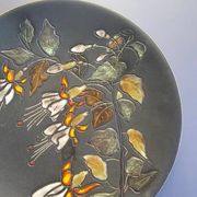 Assiette céramique noire motif floral Ruscha Art Pottery Allemagne