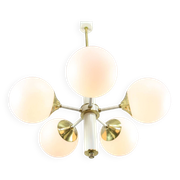 Mid-century Modern Italian Brass and Opaline Sputnik Chandelier