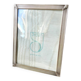 Vintage art deco silver colored metal picture frame 18.5 x 14.5 cm convex bubble glass