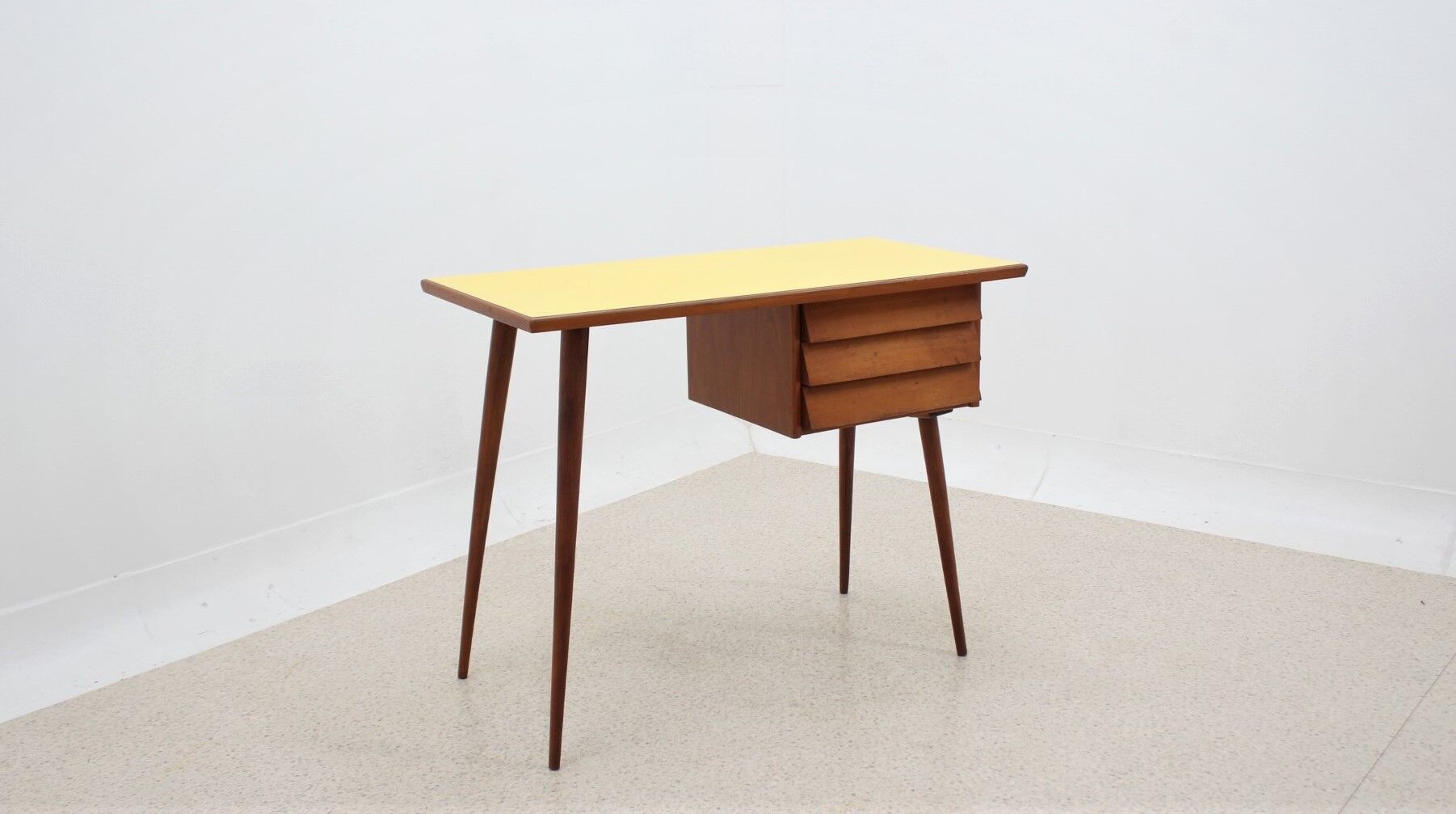 Mid century cherry wood desk with formica top