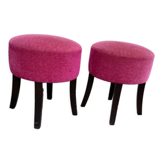 Pair of design raspberry velvet stools