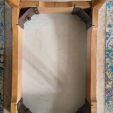 Vintage bistro table with compass legs, formica, beech, 50 x 70.