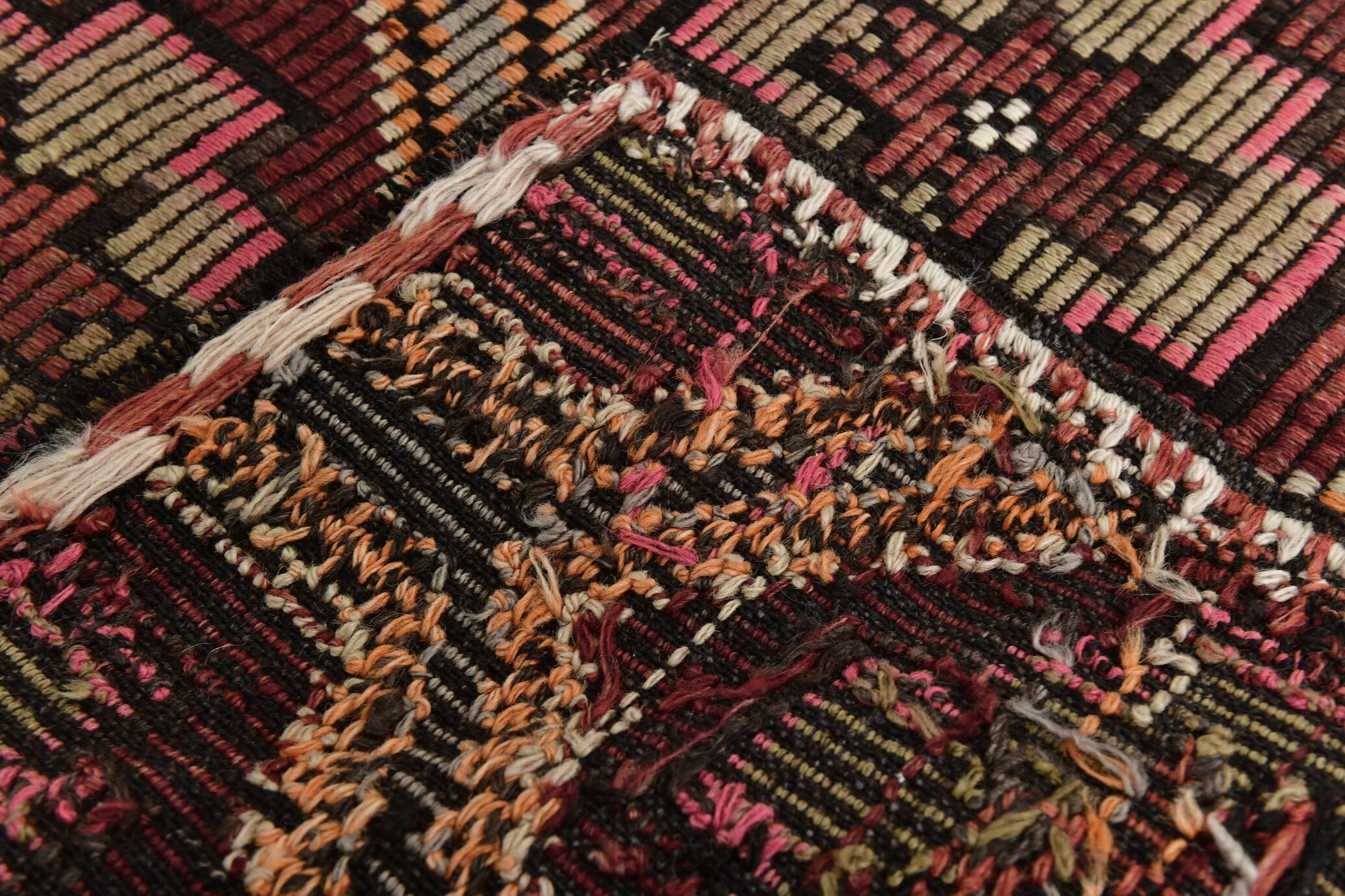 Burgundy & Red Stars Pattern Kilim Rug, 188x309Cm