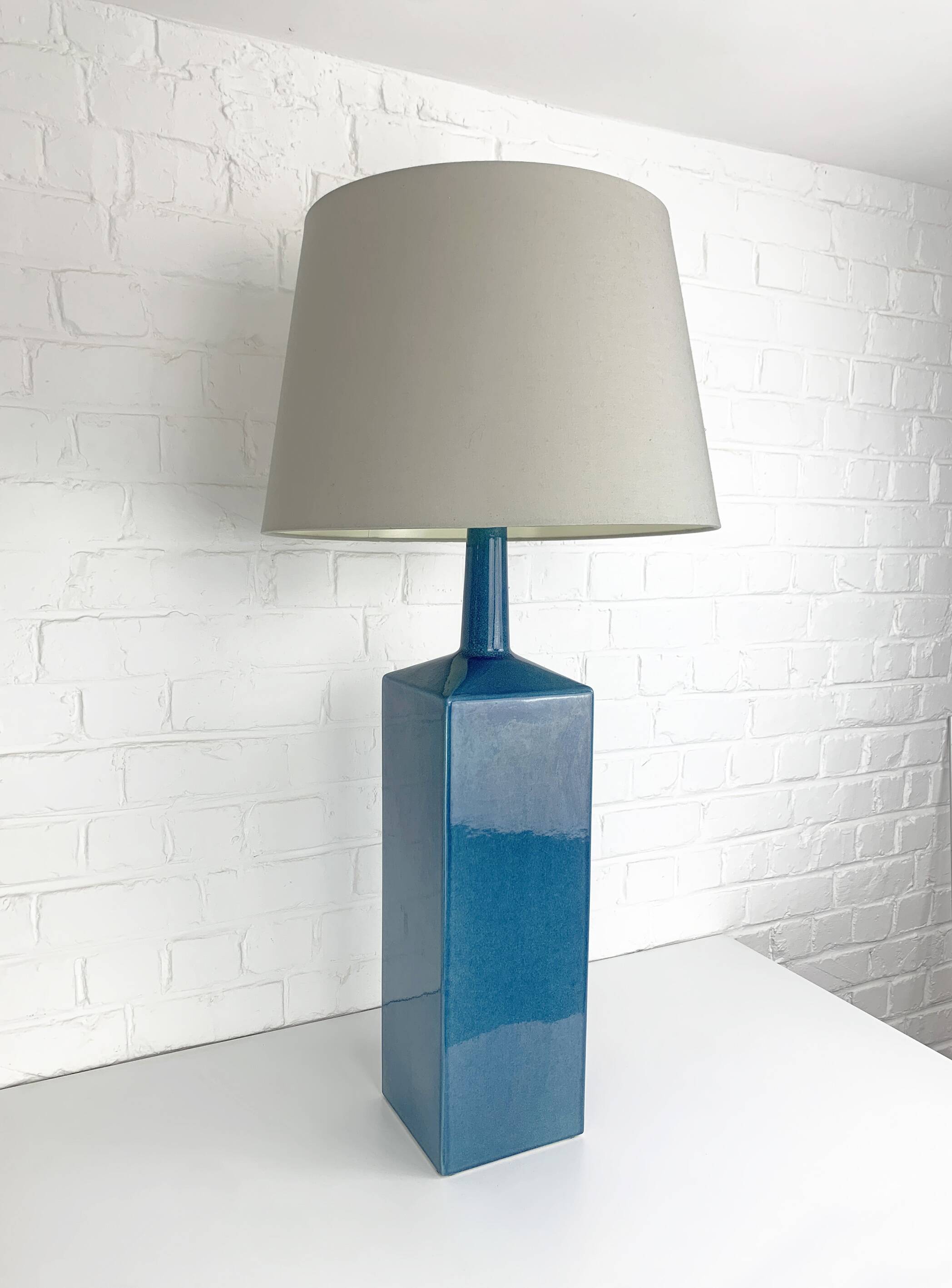 Le Klint Floor Lamp Model No. 357 in blue ceramic, glazed stoneware, Denmark