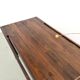Solid pine work table, grooved top, satin brown finish, year