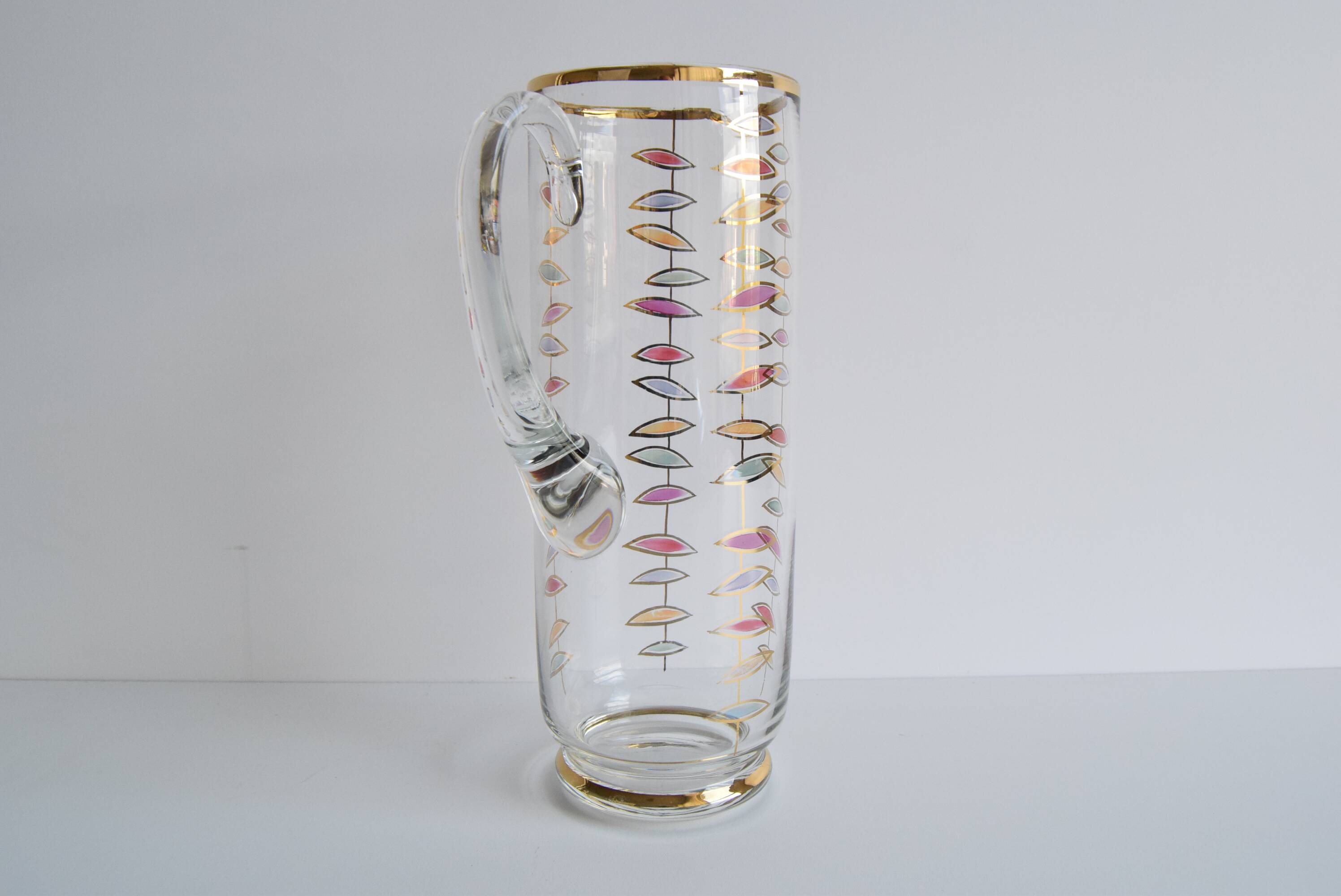 Vintage glass jug, Bohemia Glass, 1960's.