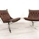 2 chauffeuses vintage Falcon en cuir par Sigurd Ressell