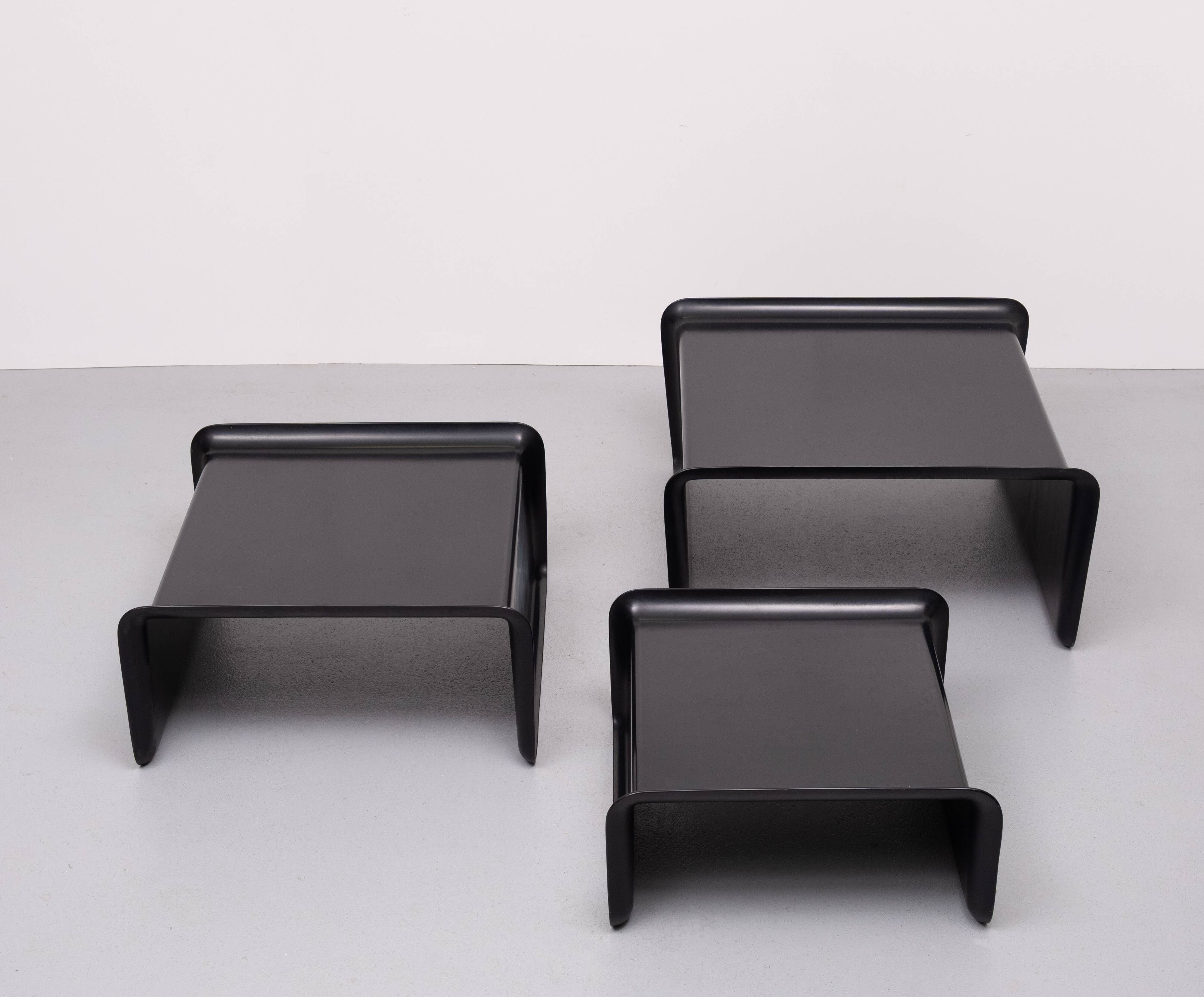 Rosenthal Large Black Fiberglass nesting tables 1970s Germany