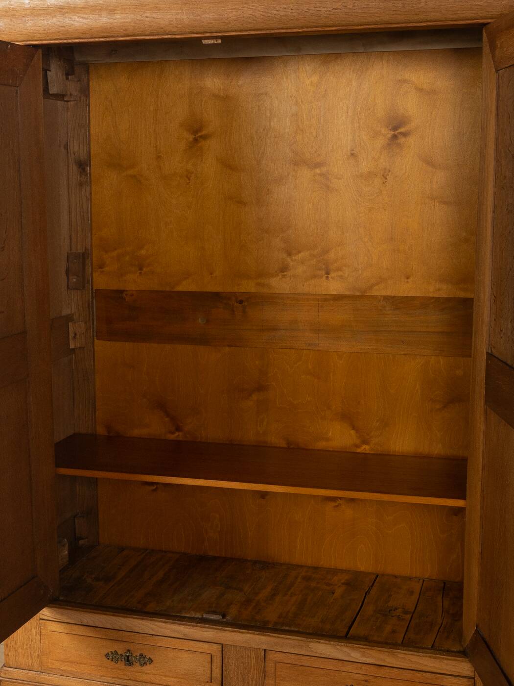 Classic Biedermeier wardrobe made of solid oak around 1840