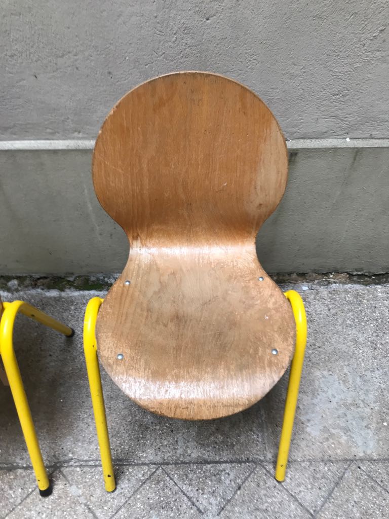 Set of 2 wooden chairs and yellow structure