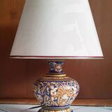 Table lamp and its lampshade, Giens earthenware and bronze h=46.5 cm