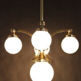 1930s Restored Brass Chandelier, Czechoslovakia