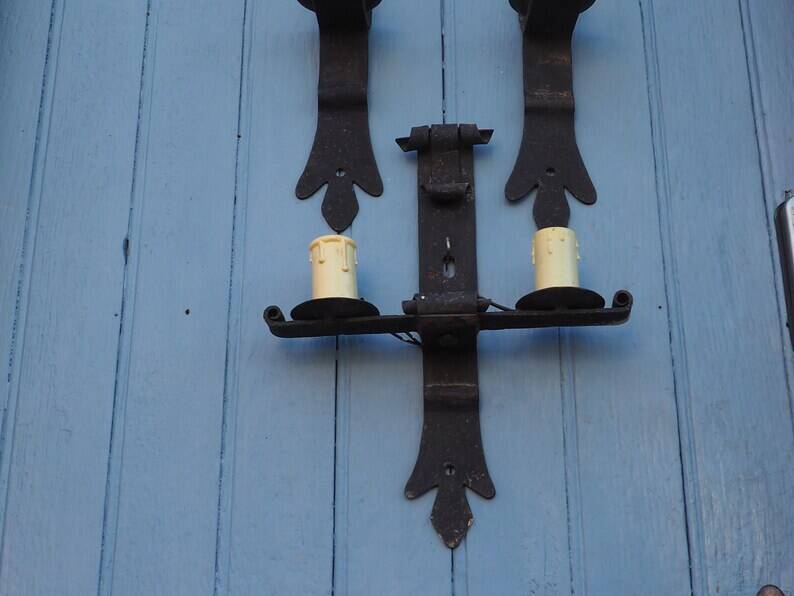 Forged Iron Castle Wall Lights: French Salvaged Sconces, Medieval Style