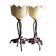 Duo de lampes fer forge et tulipe 1920/30