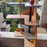 Memphis style designer corner shelf (80s)