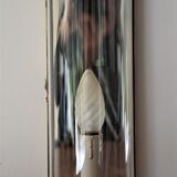 vintage mirror wall lamp, domed glass and golden brass