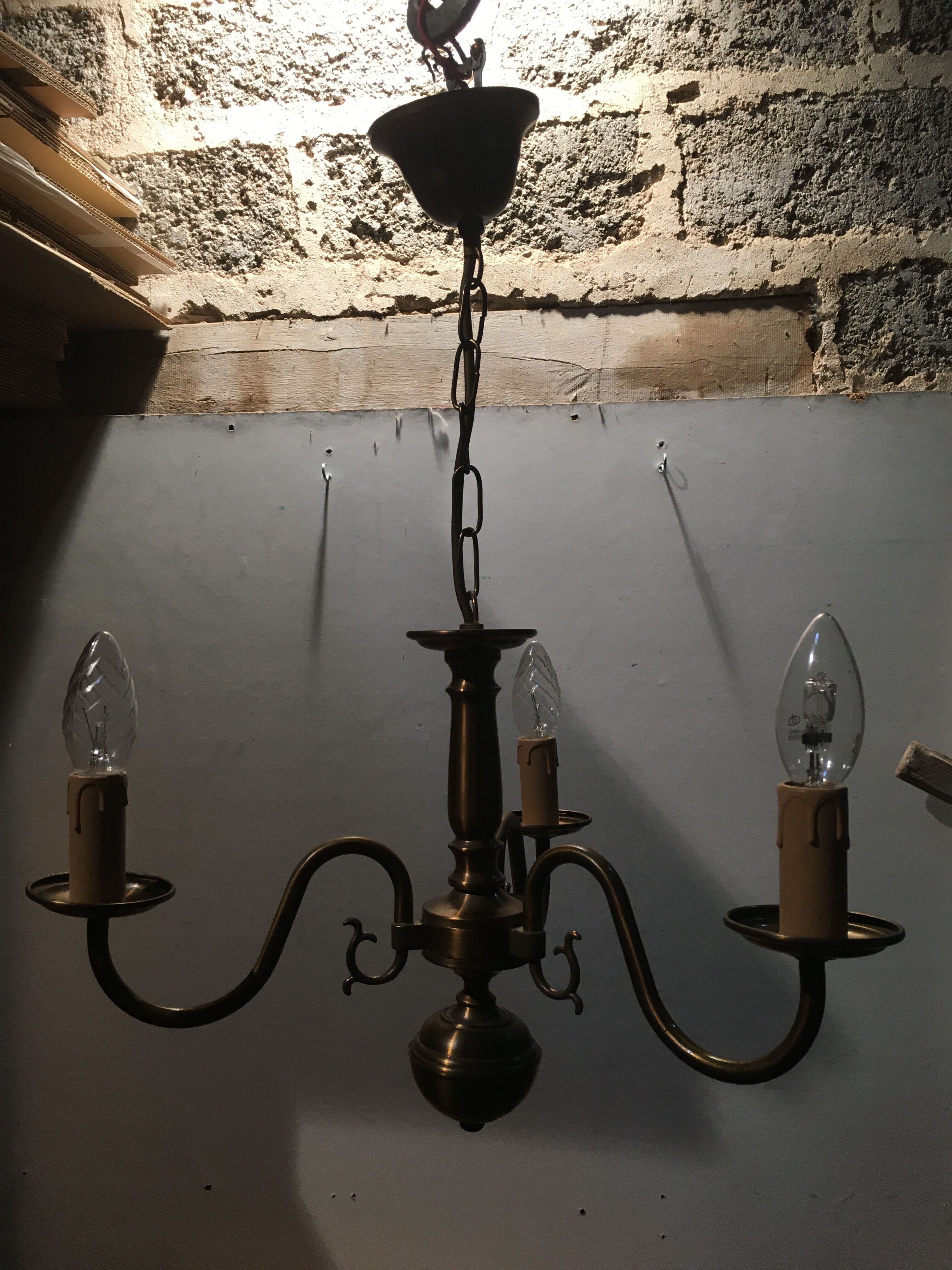 Brass chandelier 3 branches