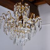 Lustre Regency, cristaux taillés, Espagne, 1980