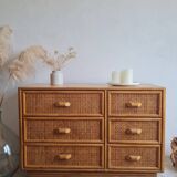 Rattan chest of drawers circa 1960s