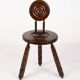 Low chair and turned wooden stool, Dudouyt style, France, 1940s