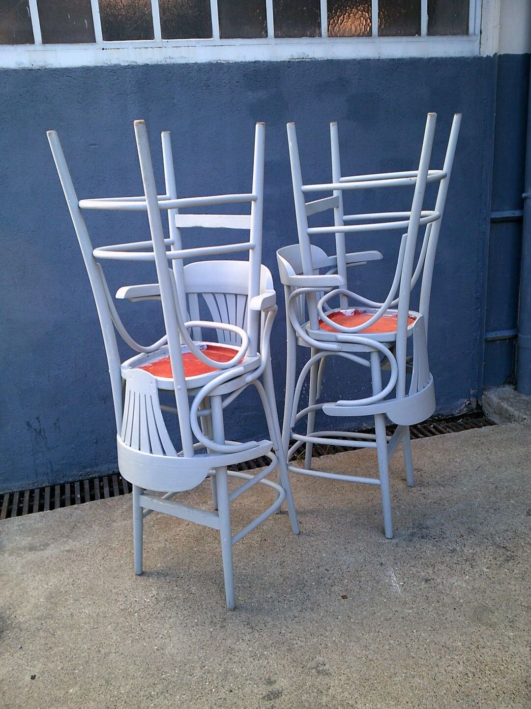 Set of 4 stools bistro in wood