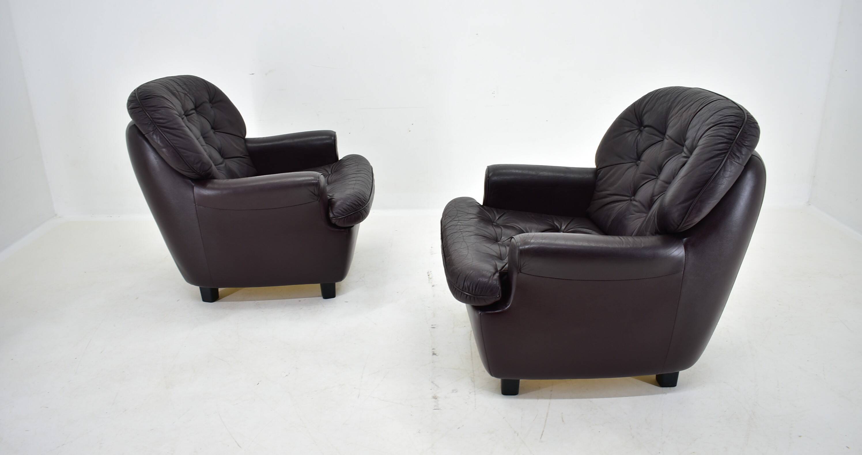 Design, Scandinavian, leather armchairs by Peem, 1970s, Finland