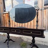 Coiffeuse triptyque vintage 1960s en acajou– signée G. Blouin Nantes