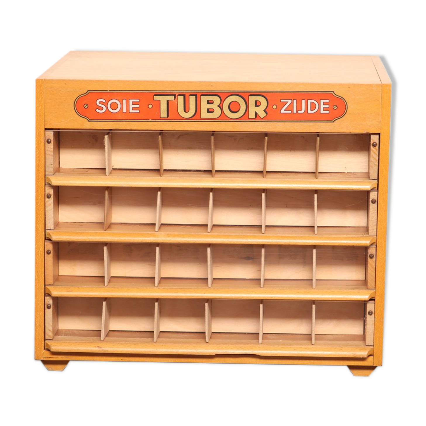 Haberdashery cabinet 'tubor tubca' by porey & fils - belgium 1950's