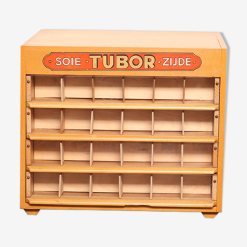 Haberdashery cabinet 'tubor tubca' by porey & fils - belgium 1950's