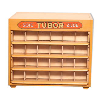 Haberdashery cabinet 'tubor tubca' by porey & fils - belgium 1950's