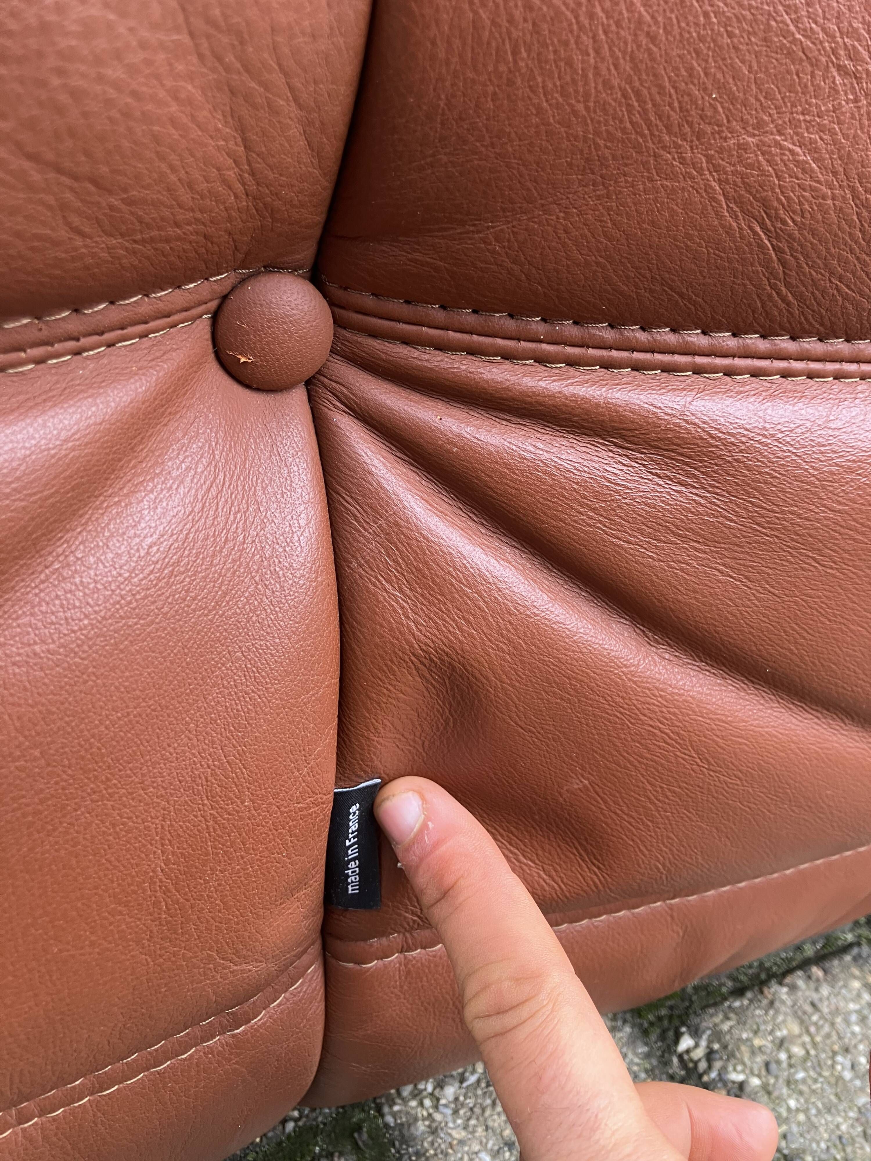 100% original vintage Cognac leather Togo Ligne Roset 2zit