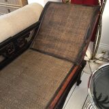 Antique chinese hardwood and rattan daybed