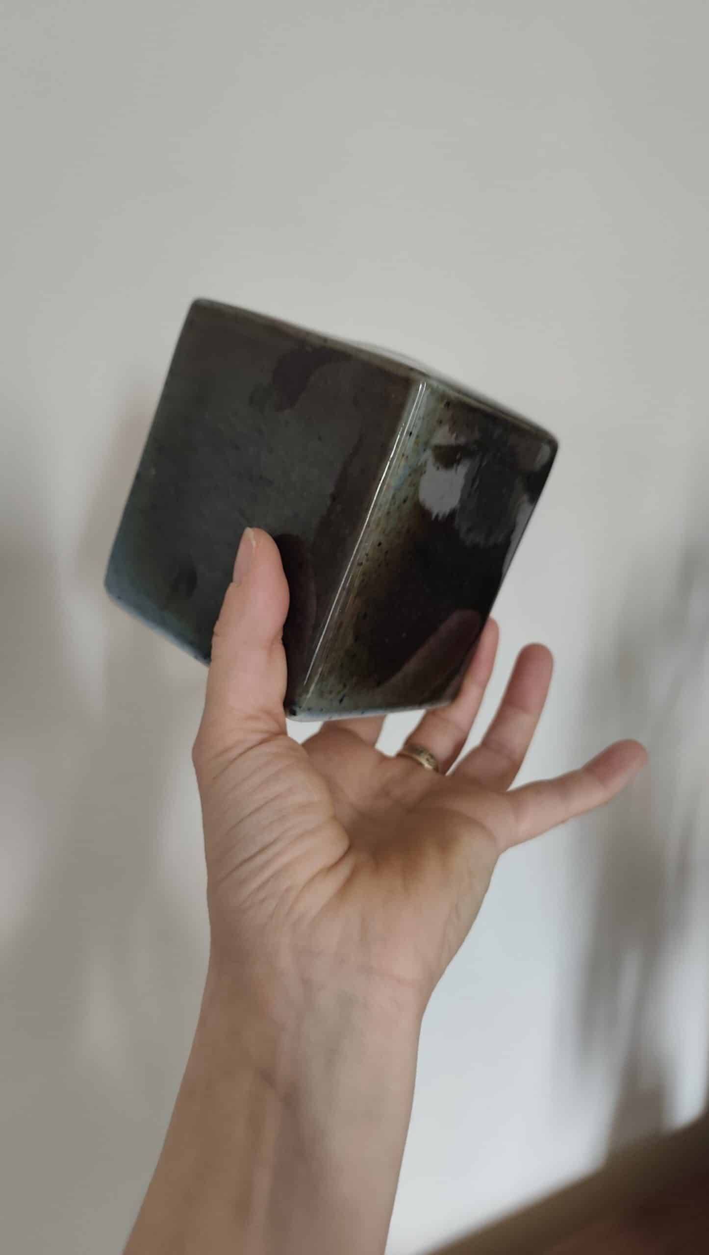 Vintage Virebent cubic vase